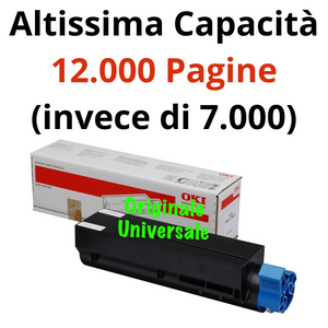 Toner OKI Originale-Universale™ per B412 B432 B512 MB472 MB492 MB562 - Extra Durata fino a 12.000 pagine (invece di 7.000) - Nero - 45807106