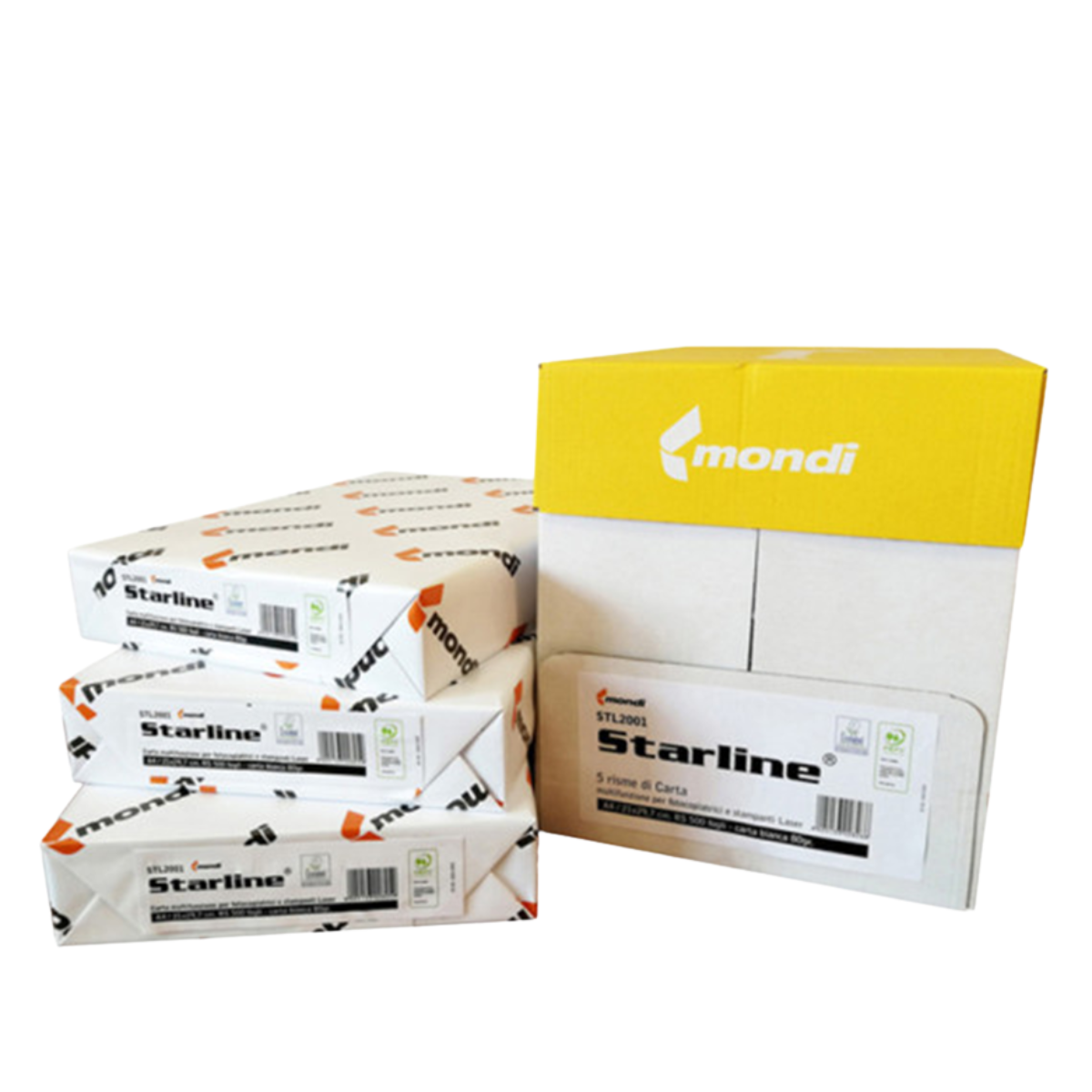 Carta bianca Starline - MONDI - formato A4, 80 grammi, risma da 500 fogli - Superficie brillante di qualità superiore - certificata ECF, ECOLABEL, ISO9706,