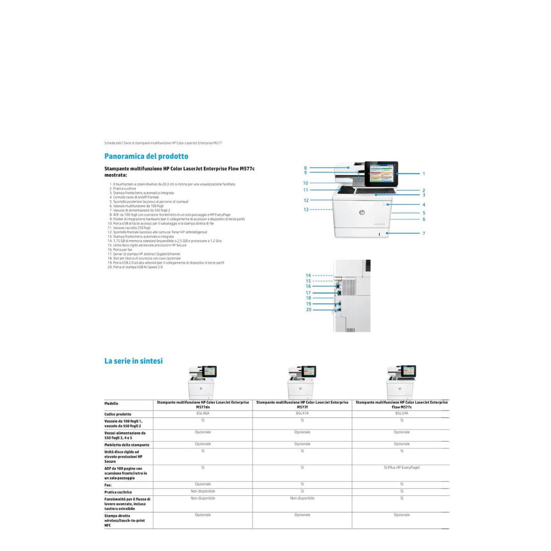 Stampante ricondizionata multifunzione HP LaserJetEnterprise M577, a colori, alte prestazioni