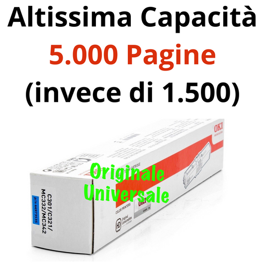 OKI Original-Universal™ Toner for C301 C321 MC332 MC342 1,500 A4 Pages - Cyan - 44973535