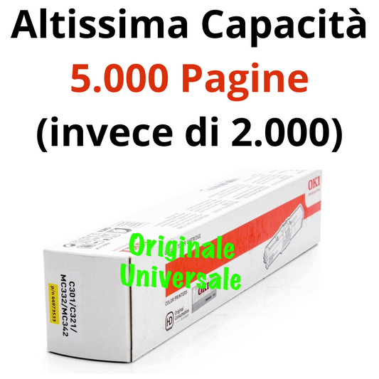 OKI Original-Universal™ Toner for C310 C330 C331 C510 C511 C530 C531 MC351 MC352 MC361 MC362 MC561 MC562 of 2,000 A4 pages - Yellow - 44469704