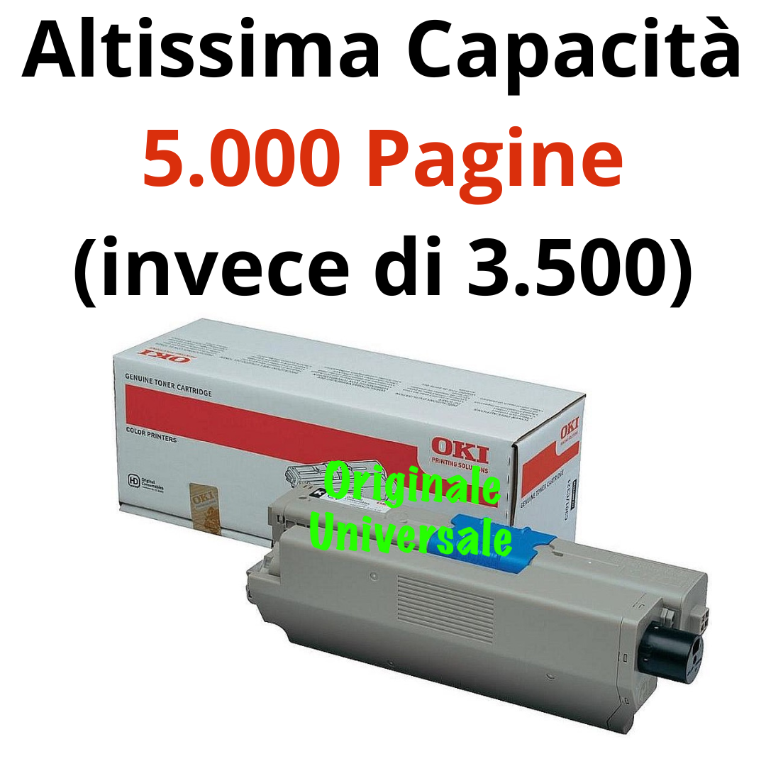 Toner OKI Originale-Universale™ per C332 MC363 da 5.000 Pagine A4 - Nero - Sostituisce 46508716 e 46508712