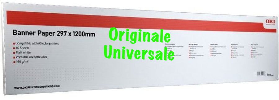 Supporti-Originale-Universale™ -OKI-per-Banner A3 29,7x90 120 g mq-Bianco-100 fogli-9004618