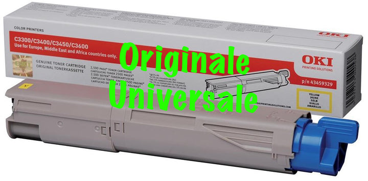 Toner-Originale-Universale™ -OKI-per-C3300 C3400 C3450 C3600-Giallo-1.500 Pagine-43459433