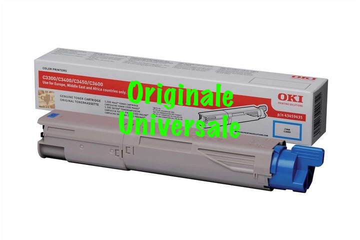 Toner-Originale-Universale™ -OKI-per-C3300 C3400 C3450 C3600-Ciano-1.500 Pagine-43459435