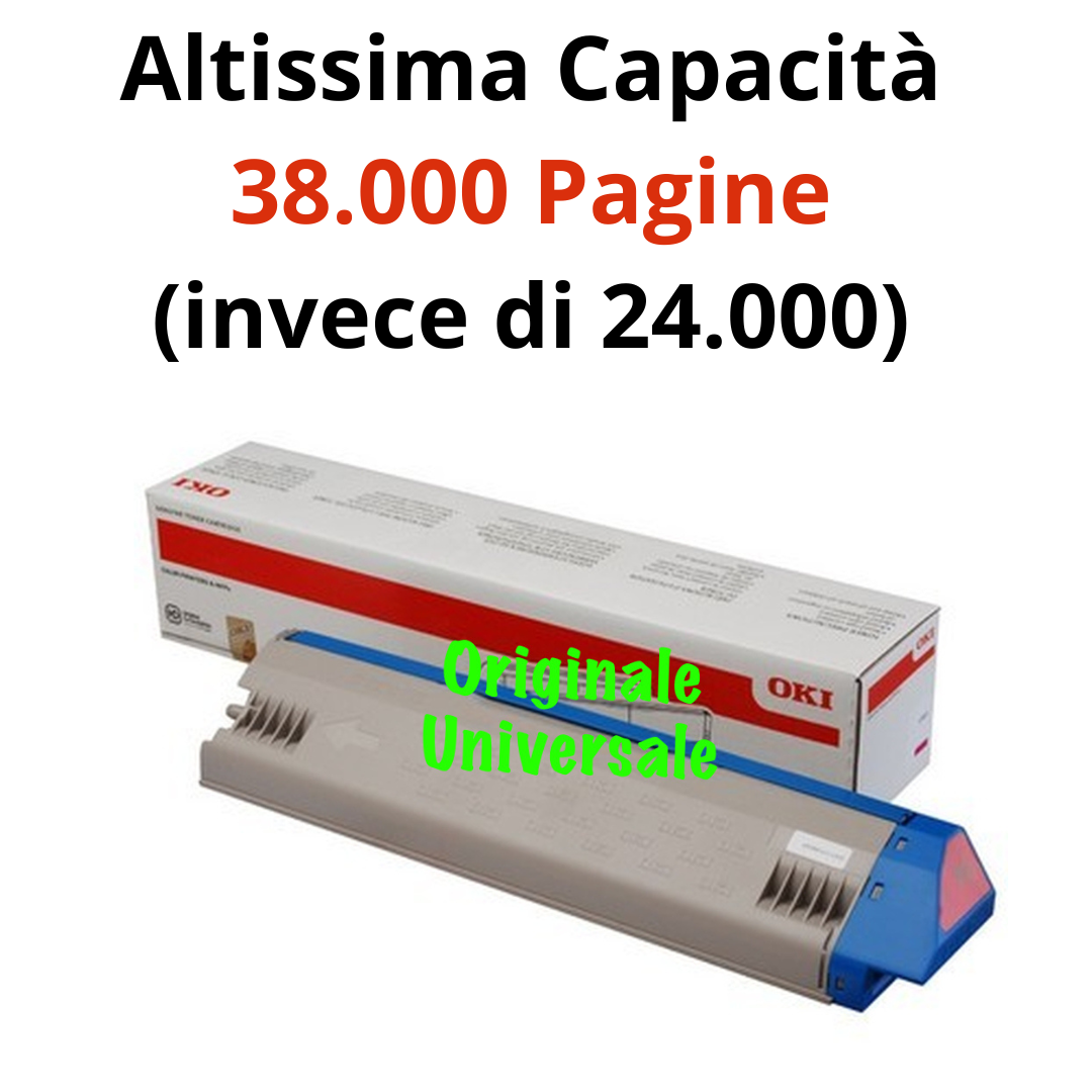 Toner OKI Originale-Universale™ per C911 C931 da 38.000 Pagine A4 (invece di 24.000) - Magenta - 45536414