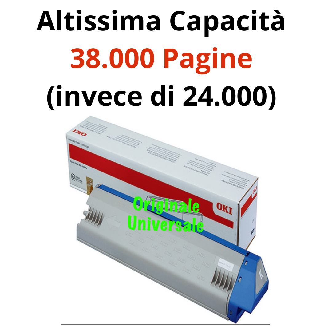 Toner OKI Originale-Universale™ per C911 C931 da 38.000 Pagine A4 (invece di 24.000)- Ciano - 45536415