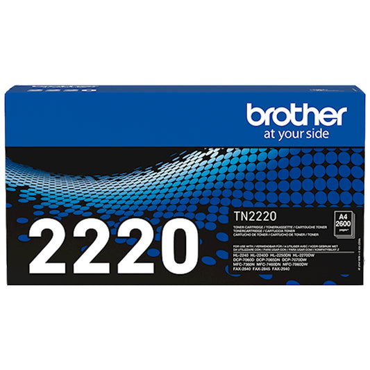 Toner Brother TN-2220   - Originale - Nero da 2.600 pagine per Brother HL-2240, HL-2240D, HL-2250DN, HL-2270DW, DCP-7060D, DCP-7065DN, DCP-7070DW, FAX-2840, FAX-2845, FAX-2940, MFC-7360N, MFC-7460DN, MFC-7860DW