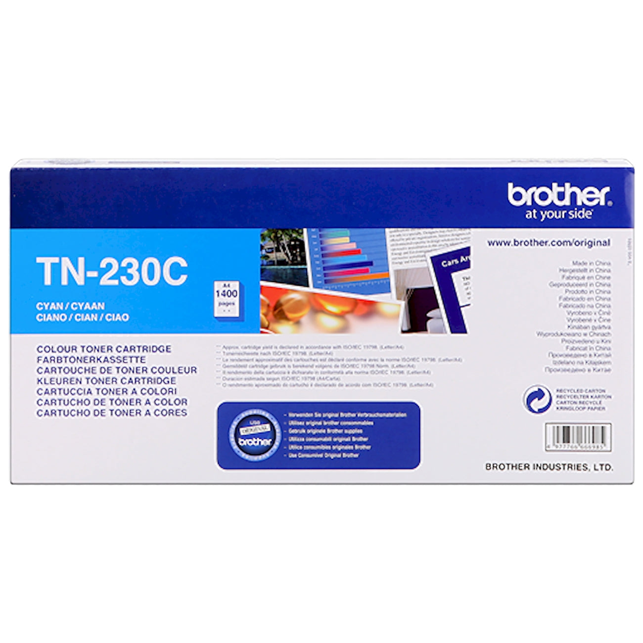 Toner Brother TN-230C   - Originale - Ciano da 1.400 pagine per Brother HL-3040CN, HL-3070CW, DCP-9010CN, MFC-9120CN, MFC-9320CW