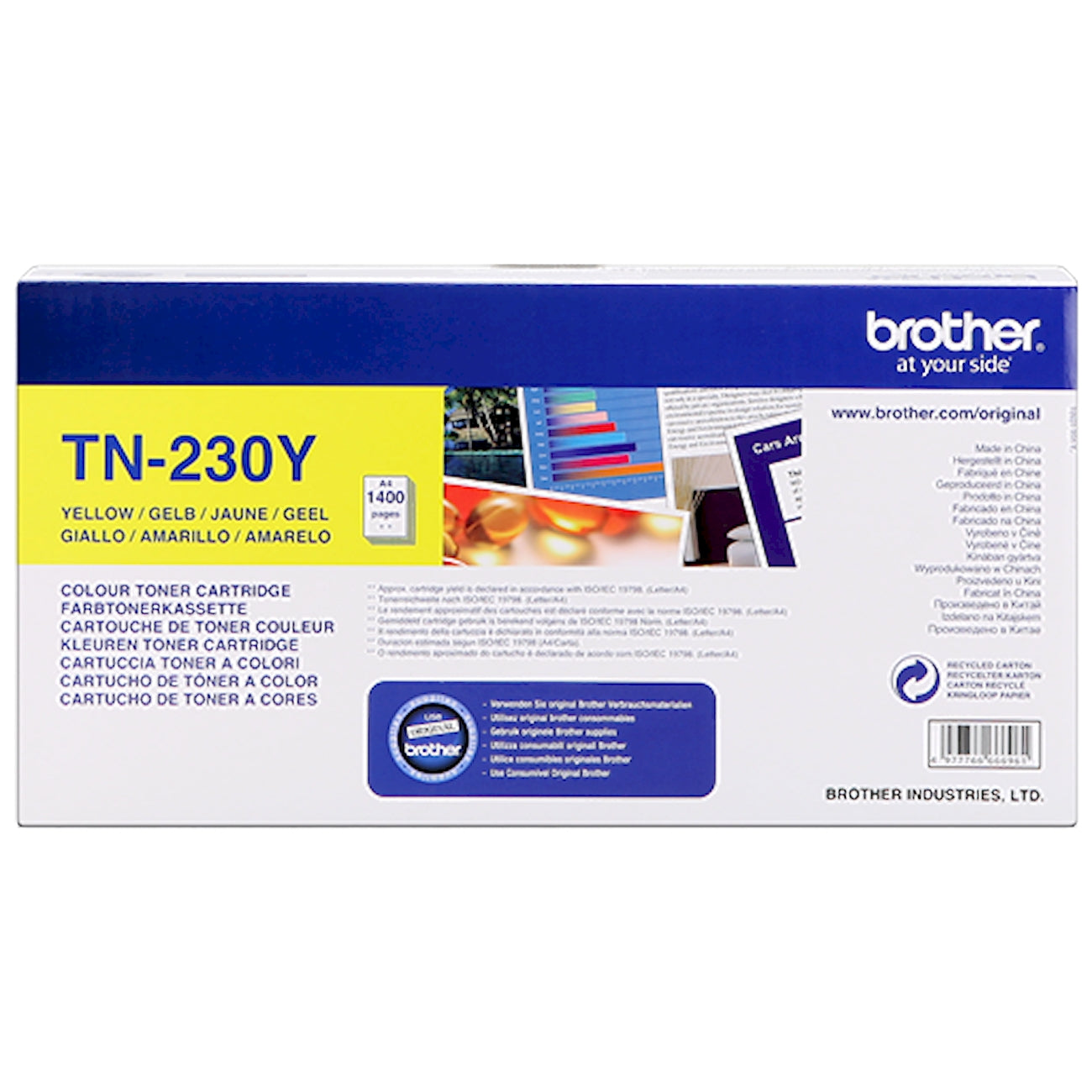 Toner Brother TN-230Y   - Originale - Giallo da 1.400 pagine per Brother HL-3040CN, HL-3070CW, DCP-9010CN, MFC-9120CN, MFC-9320CW