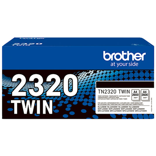 Toner Brother TN-2320TWIN   - Originale - Nero da 2.600 pagine per Brother DCP-L2500D, DCP-L2520DW, DCP-L2540DN, HL-L2300D, HL-L2340DW, HL-L2360DN, HL-L2365DW, MFC-L2700DW, MFC-L2720DW, MFC-L2740DW