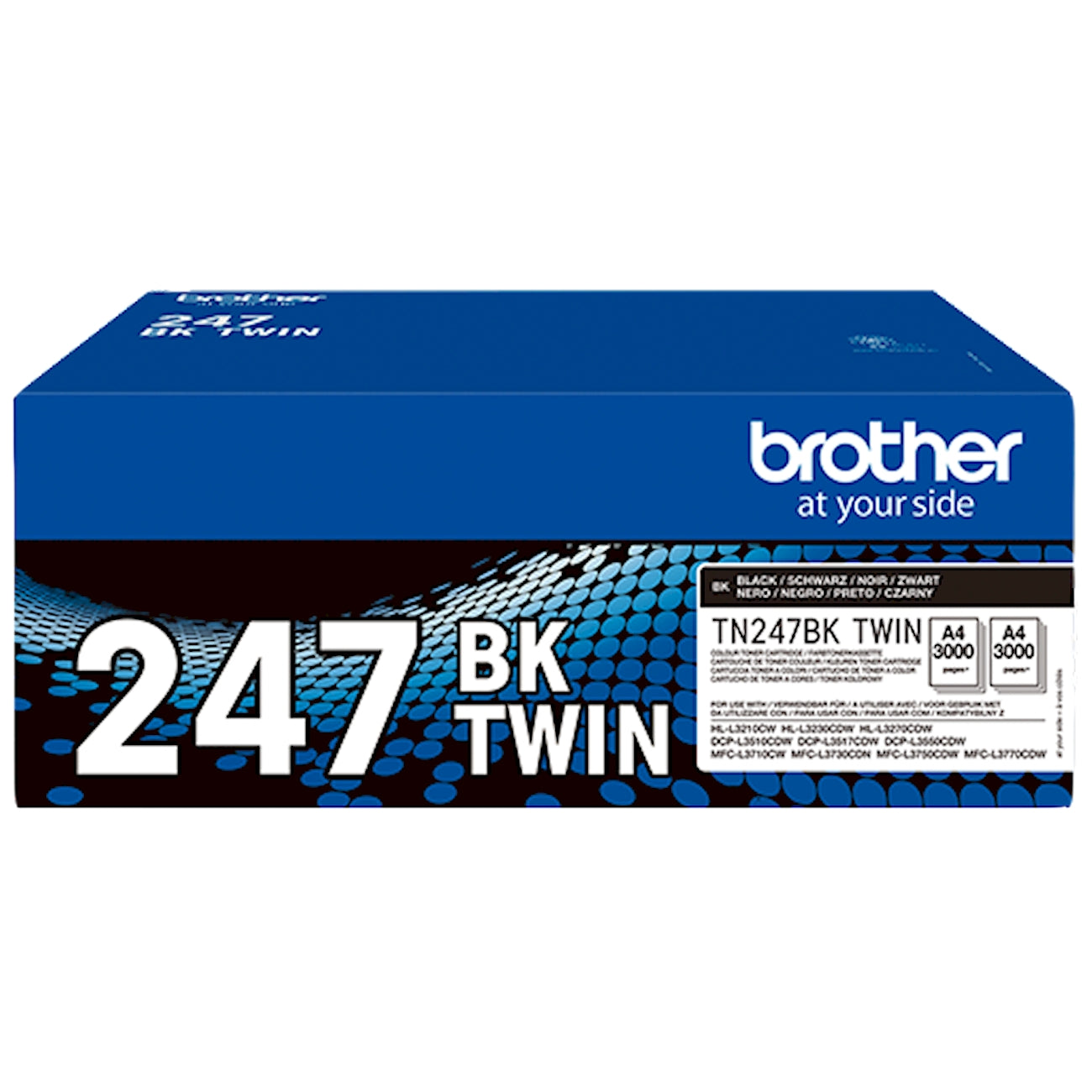 Toner Brother TN-247BKTWIN   - Originale - Nero da 3.000 pagine per Brother DCP-L3510CDW, DCP-L3550CDW, HL-3210CW, HL-3230CDW, HL-3270CDW, MFC-L3730CDN, MFC-L3750CDW