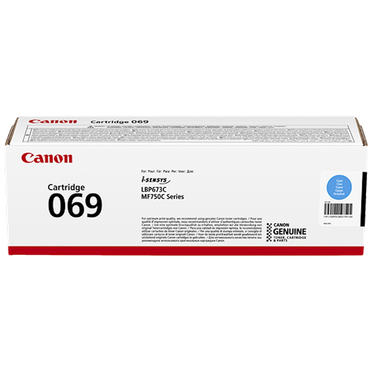 Toner Canon 069 c 5093C002  - Originale - Ciano da 1.900 pagine per i-SENSYS LBP673, LBP674, MF752, MF754, MF751, MF753, MF756, MF750, imageCLASS LBP674