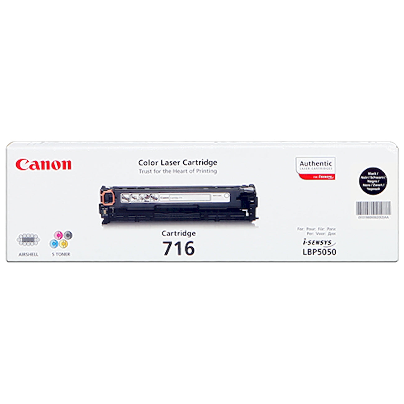Toner Canon 716bk 1980B002  - Originale - Nero da 2.300 pagine per Canon i-SENSYS LBP5050, LBP5050n, MF8030Cn, MF8040Cn, MF8050Cn, MF8080Cw