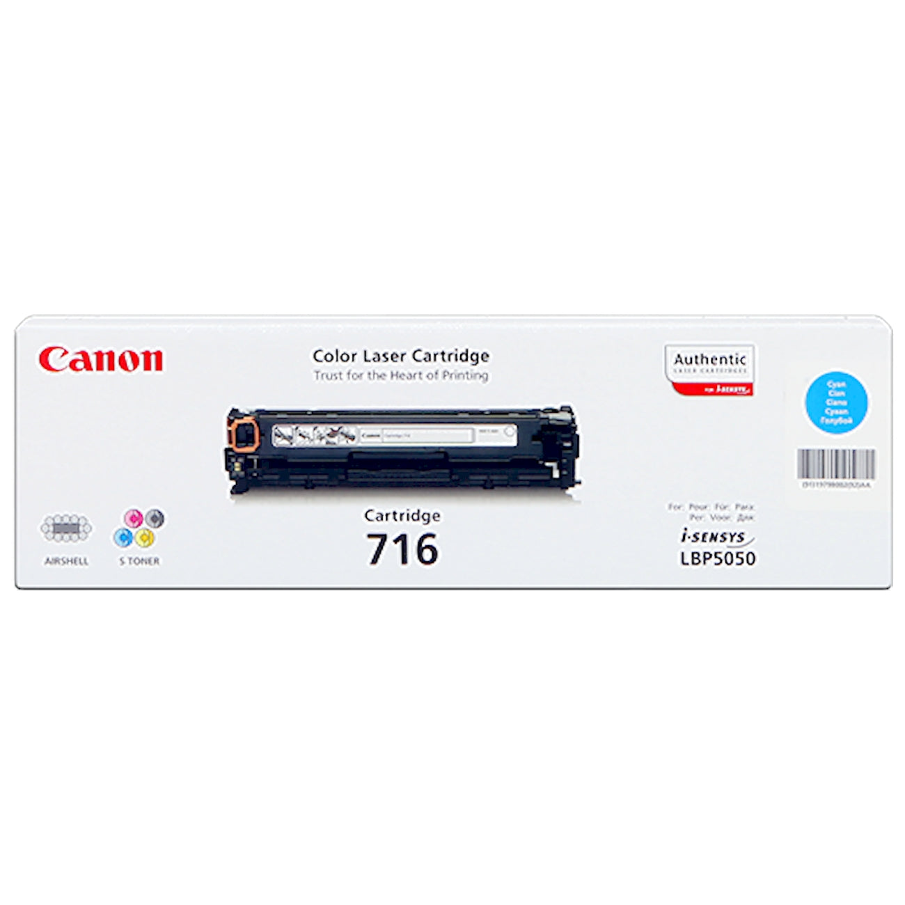 Toner Canon 716c 1979B002  - Originale - Ciano da 1.500 pagine per i-SENSYS LBP5050, MF8030, MF8040, MF8050, MF8080, LBP-5050