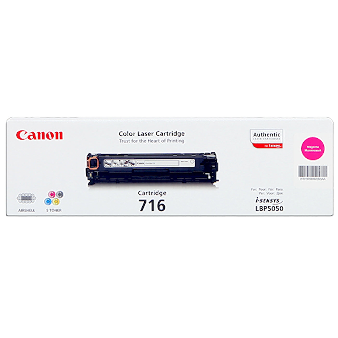 Toner Canon 716m 1978B002  - Originale - Magenta da 1.500 pagine per i-SENSYS LBP5050, MF8030, MF8040, MF8050, MF8080, LBP-5050