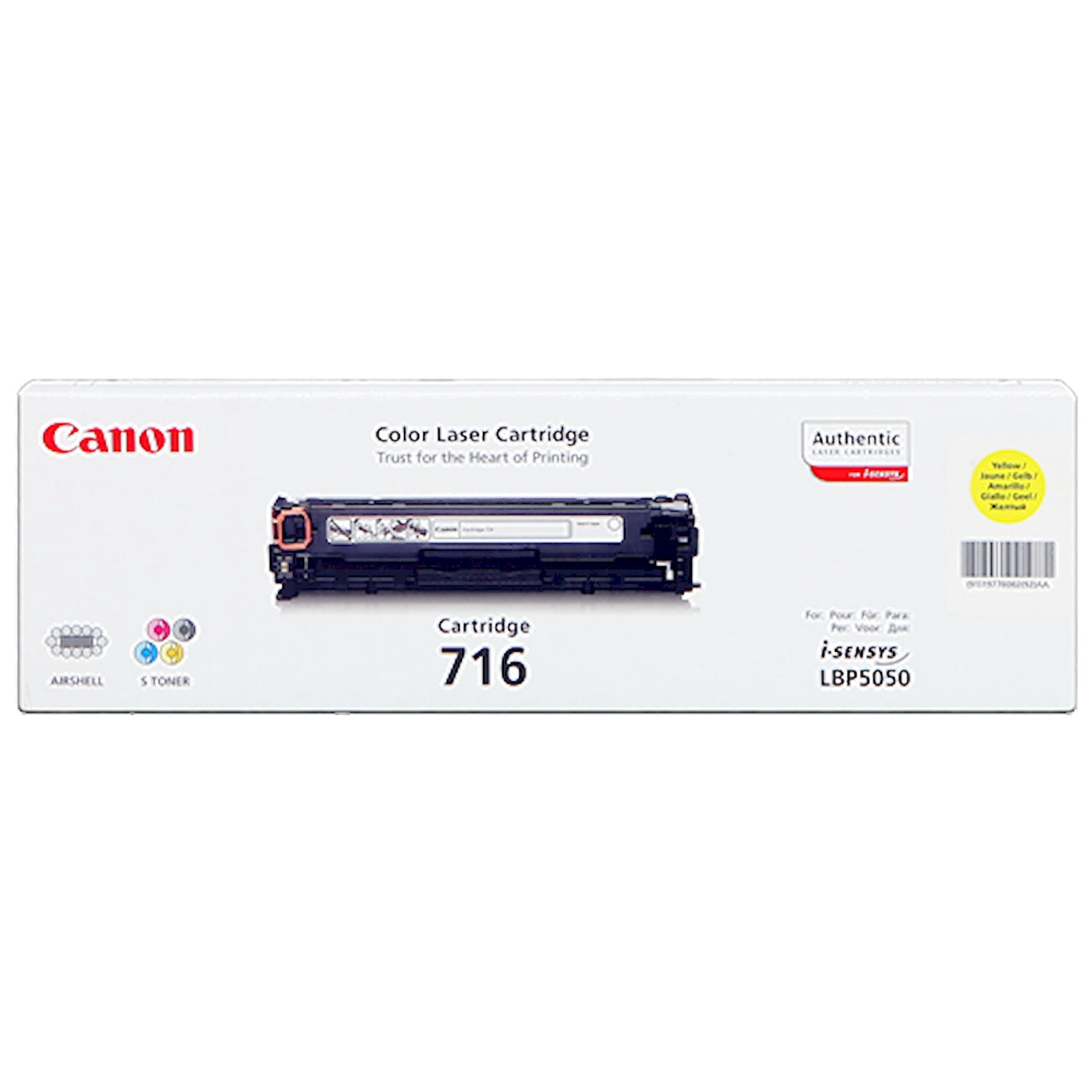 Toner Canon 716y 1977B002  - Originale - Giallo da 1.500 pagine per i-SENSYS LBP5050, MF8030, MF8040, MF8050, MF8080, LBP-5050