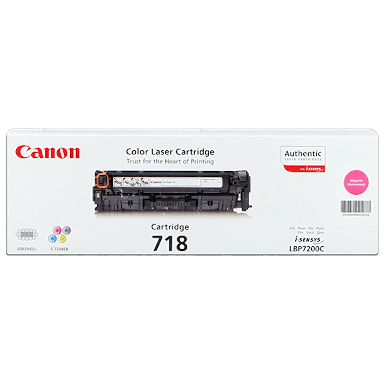 Toner Canon 718 M 2660B002  - Originale - Magenta da 2.900 pagine per LBP7200, LBP7210, LBP7660, LBP7680, MF720, MF724, MF728, MF729, MF8300, MF8330, MF8340, MF8350, MF8360, MF8380, MF8500, MF8540, MF8550, MF8580