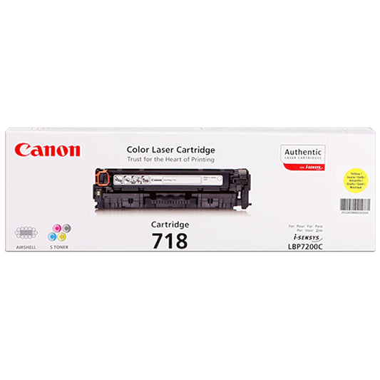 Toner Canon 718 Y 2659B002  - Originale - Giallo da 2.900 pagine per LBP7200, LBP7210, LBP7660, LBP7680, MF720, MF724, MF728, MF729, MF8300, MF8330, MF8340, MF8350, MF8360, MF8380, MF8500, MF8540, MF8550, MF8580
