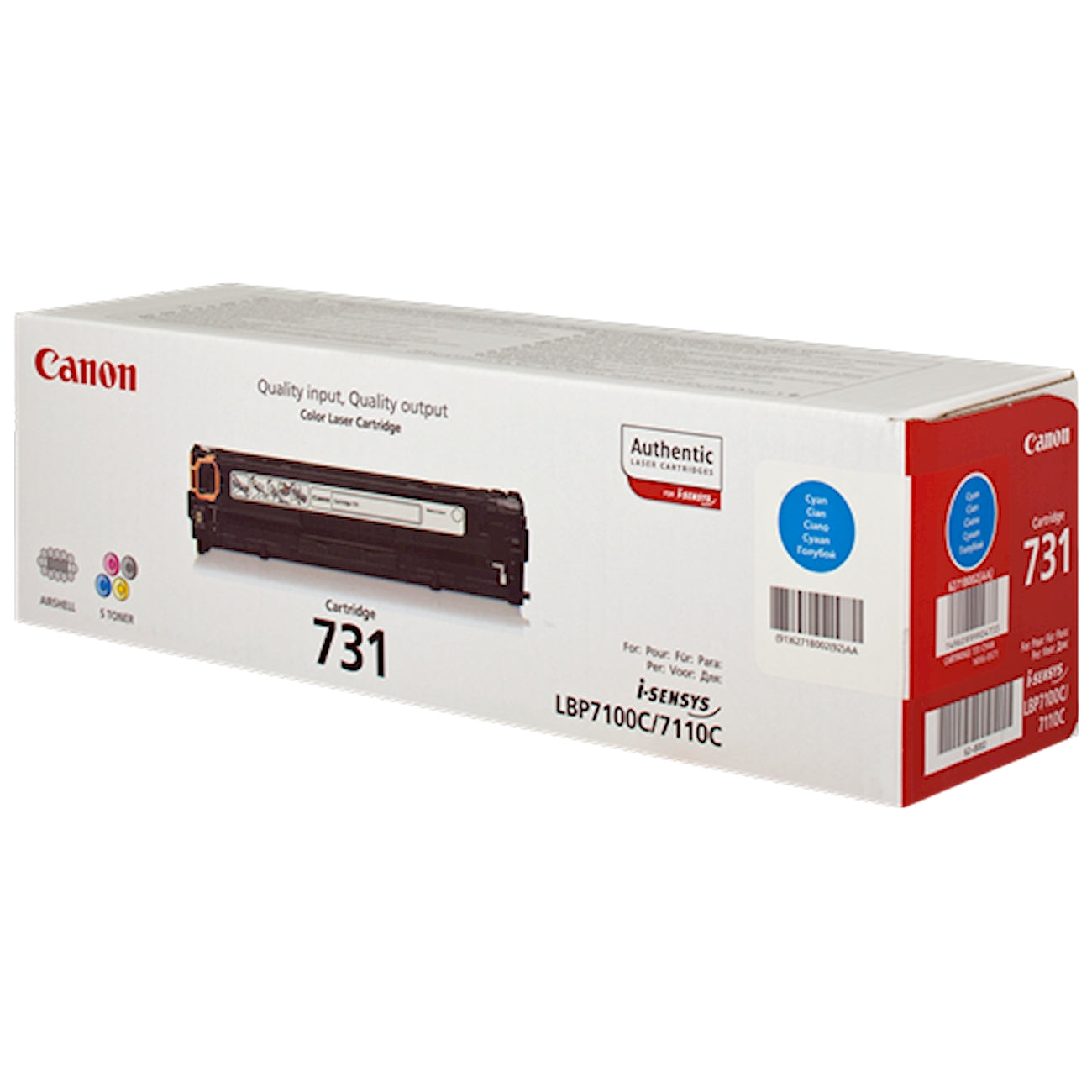 Toner Canon 731 C 6271B002  - Originale - Ciano da 1.500 pagine per i-SENSYS LBP7100, LBP7110, MF623, MF628, MF8230, MF8280