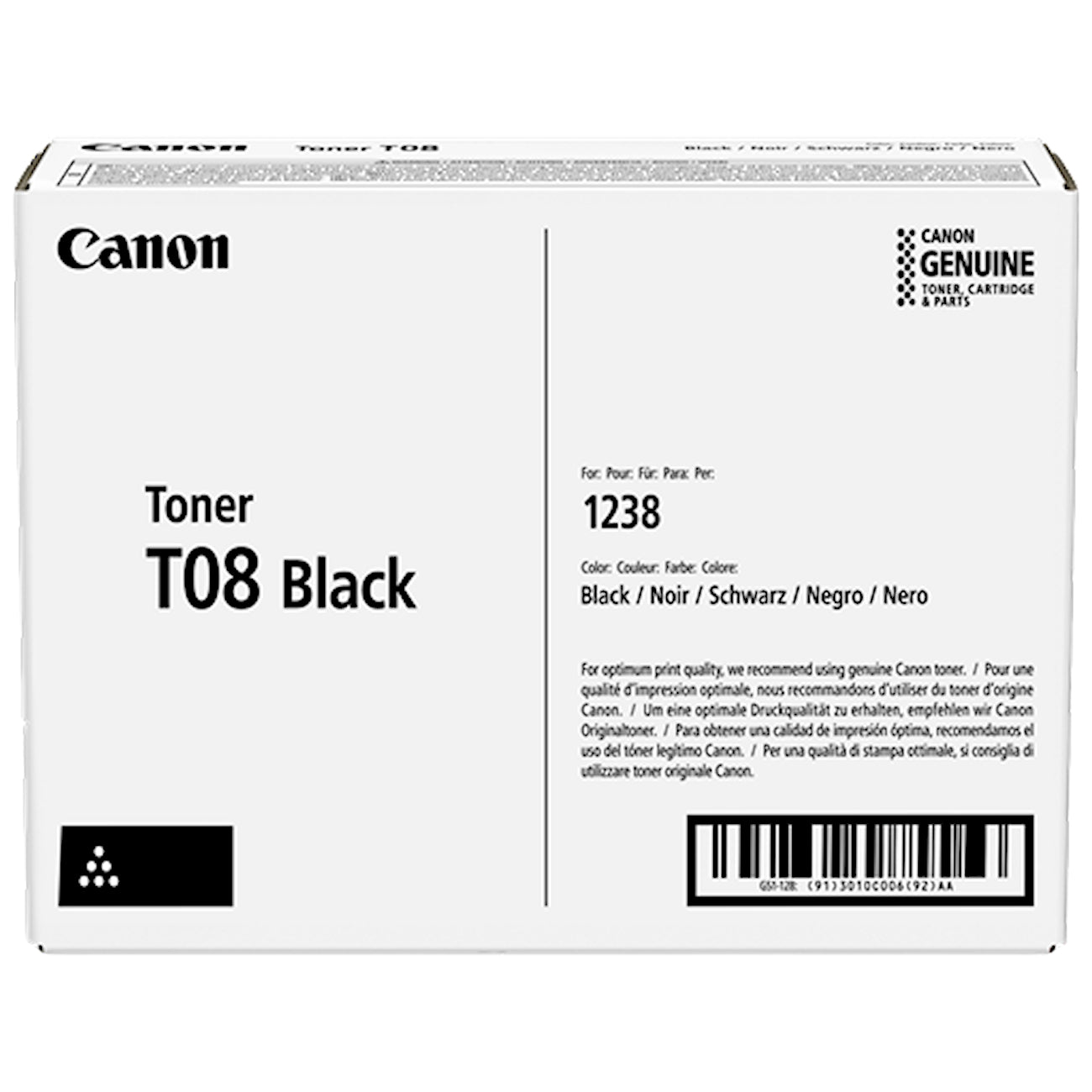 Toner Canon T08 3010C006  - Originale - Nero da 11.000 pagine per Canon i-SENSYS X 1238i, 1238iF, 1238P