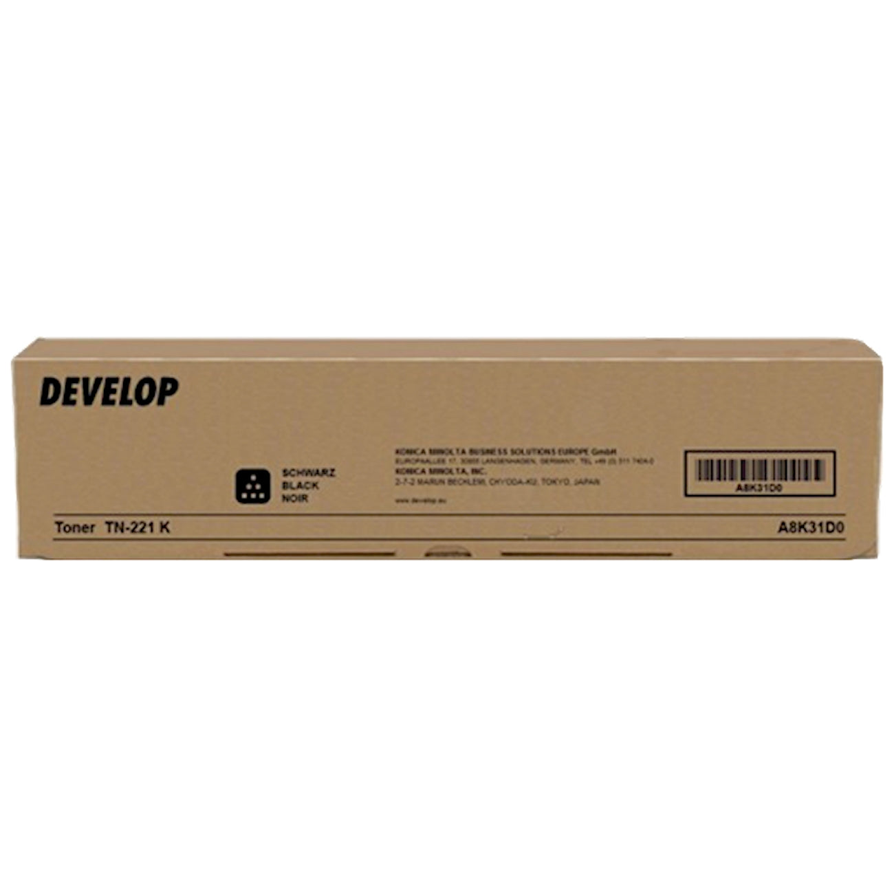 Toner Develop A8K31D0 TN-221K  - Originale - Nero da 24.000 pagine per Konica Minolta bizhub C227, C287, Develop INEO +227, +287