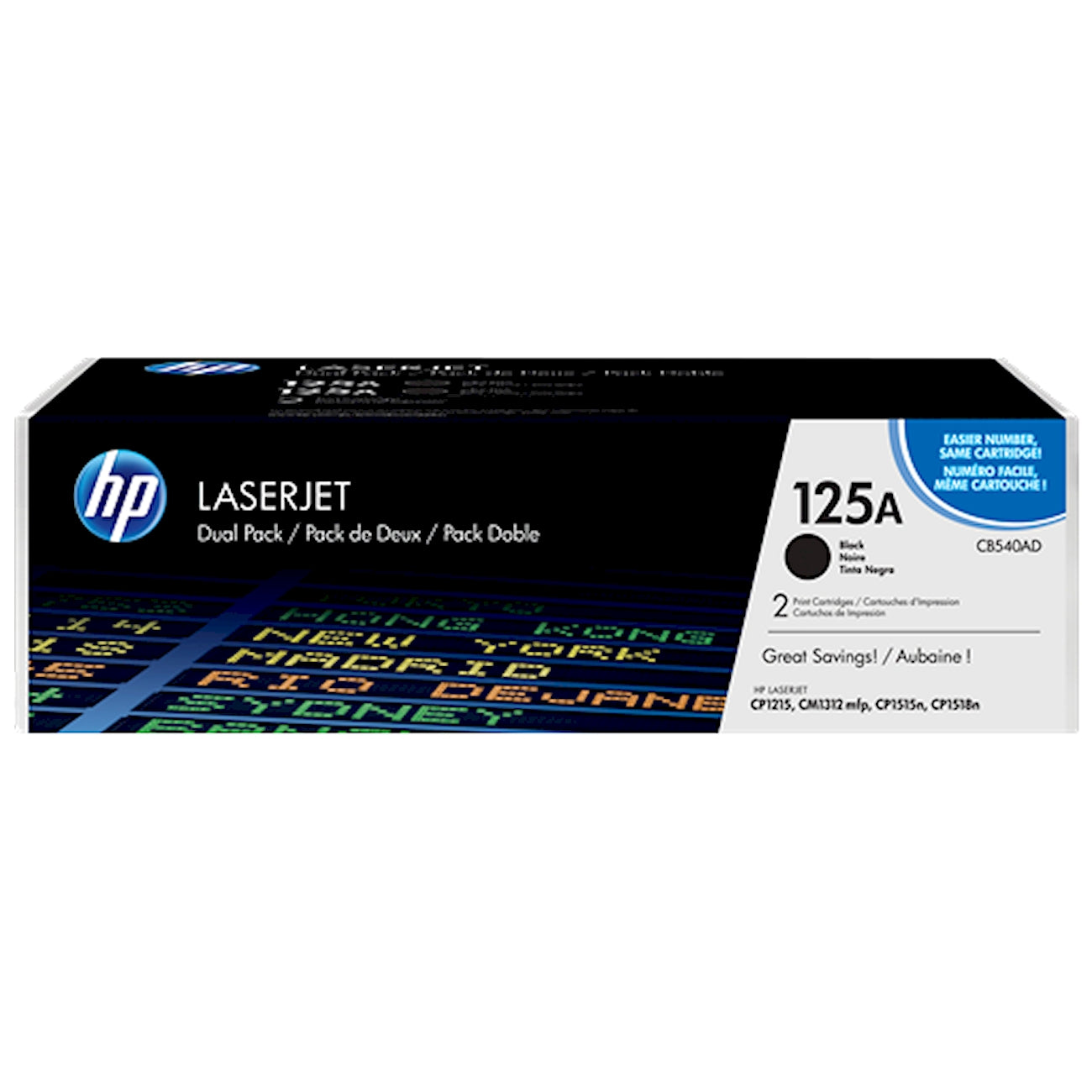 Toner HP CB540AD HP 125A  - Originale - Nero da 2.200 pagine per Color LaserJet CP1215, CP1515, CP1518, CM1312