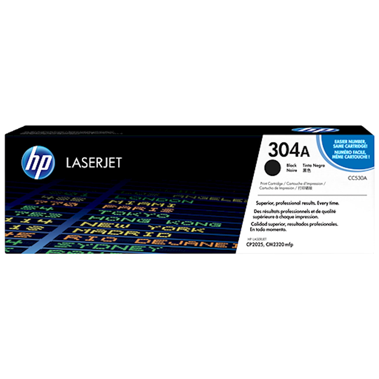 Toner HP CC530A 304A  - Originale - Nero da 3.500 pagine per Color LaserJet CP2025, CM2320
