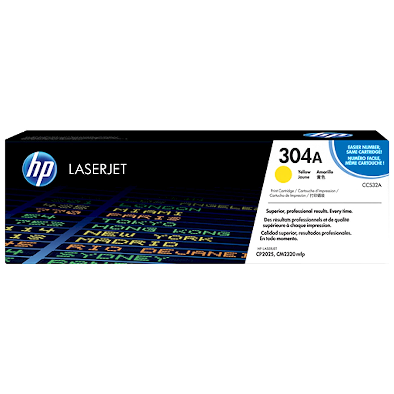 Toner HP CC532A 304A  - Originale - Giallo da 2.800 pagine per Color LaserJet CP2025, CM2320