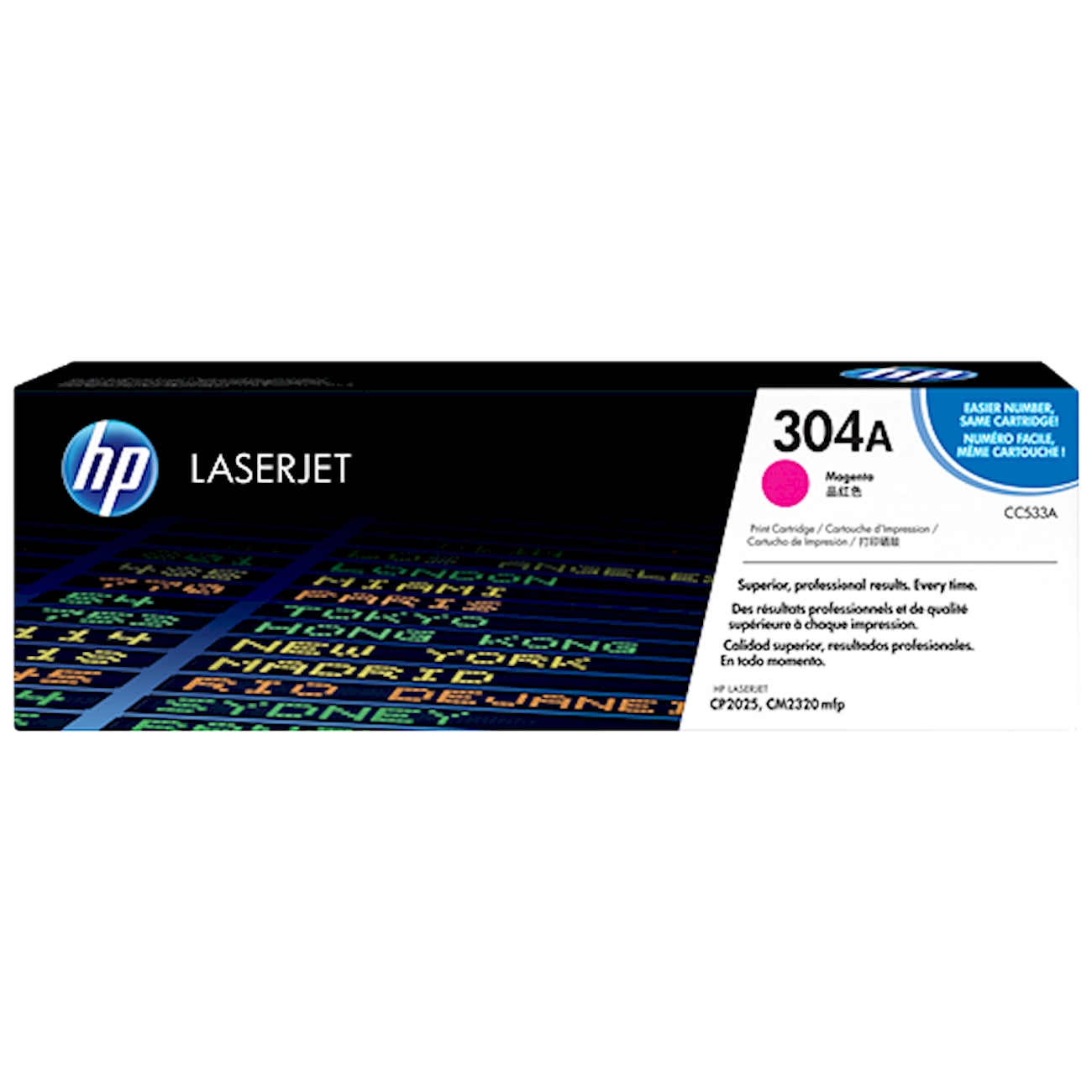 Toner HP CC533A 304A  - Originale - Magenta da 2.800 pagine per Color LaserJet CP2025, CM2320