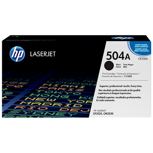 Toner HP CE250A 504A  - Originale - Nero da 5.000 pagine per Color LaserJet CP3525, CM3530