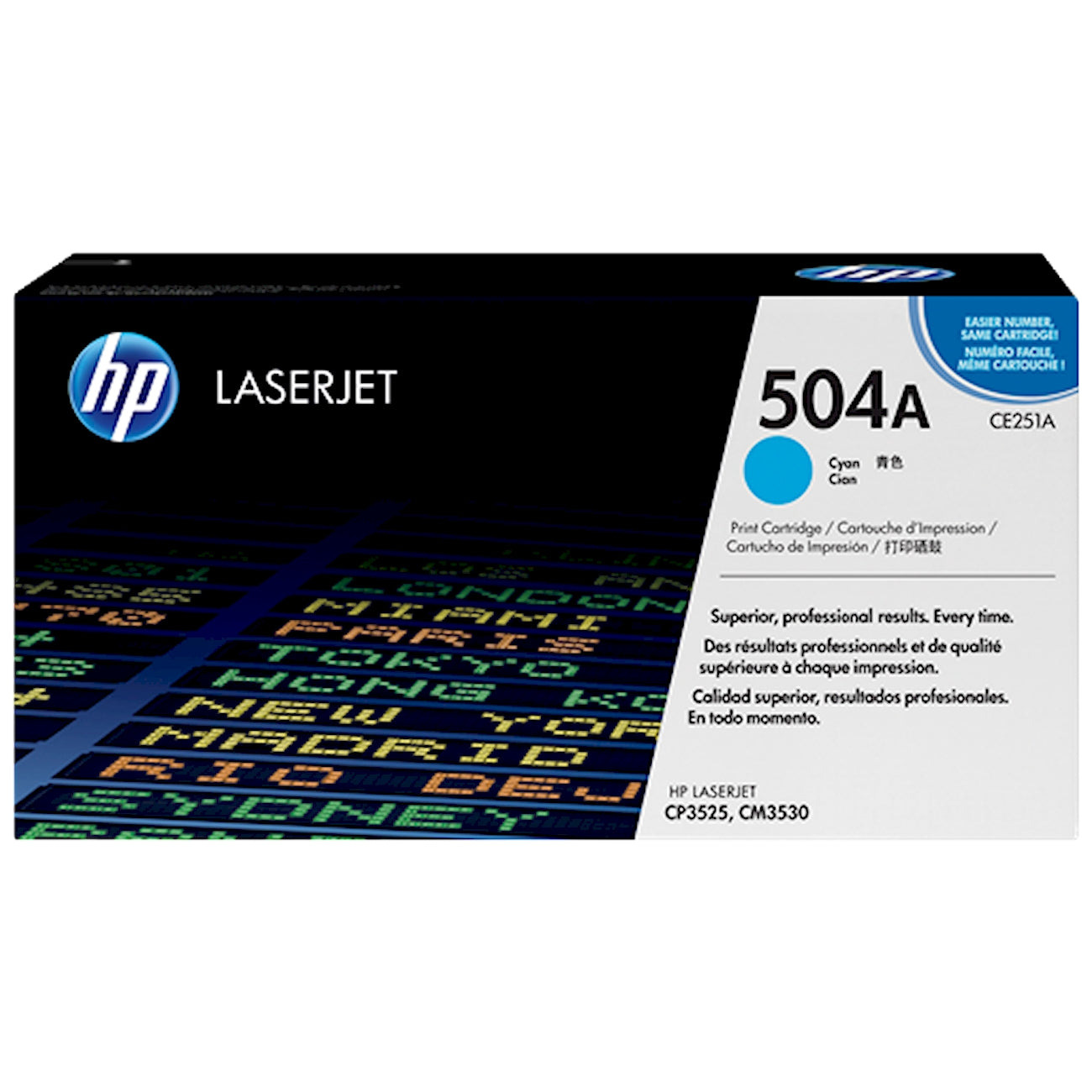 Toner HP CE251A 504A  - Originale - Ciano da 7.000 pagine per Color LaserJet CP3525, CM3530
