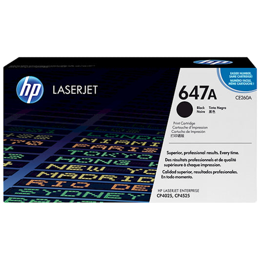 Toner HP CE260A 647A  - Originale - Nero da 8.500 pagine per Color LaserJet CP4025, CP4525