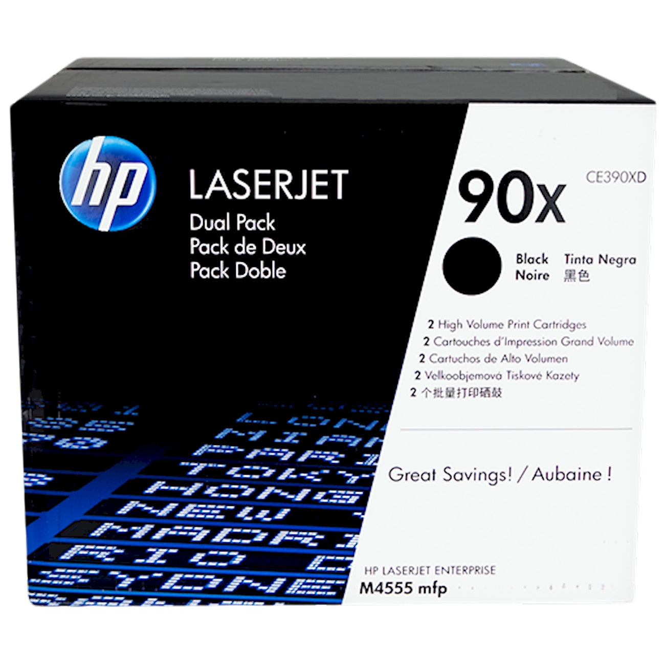 Toner HP CE390XD 90X  - Originale - Nero da 48.000 pagine per LaserJet Enterprise M4555, 600, M601, M602, M603