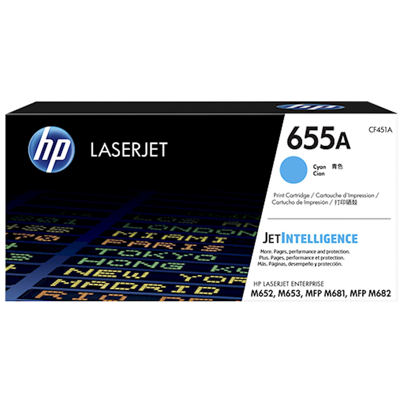 Toner HP CF451A 655A  - Originale - Ciano da 10.500 pagine per Color LaserJet Enterprise M751, MFP M776