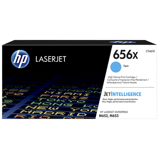 Toner HP CF461X 656X  - Originale - Ciano da 22.000 pagine per Color LaserJet Enterprise M652, M653, MFP M681, MFP M682