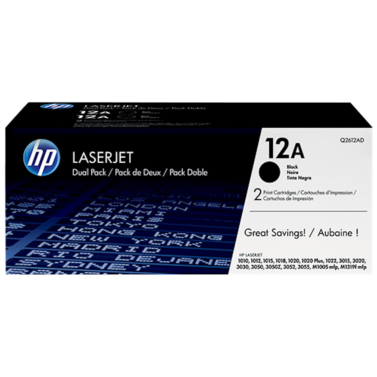 Toner HP Q2612AD 12A  - Originale - Nero da 2.000 pagine per LaserJet 1010, 1012, 1015, 1018, 1020, 1022, 3015, 3020, 3030, 3050, 3052, 3055, M1005, M1319