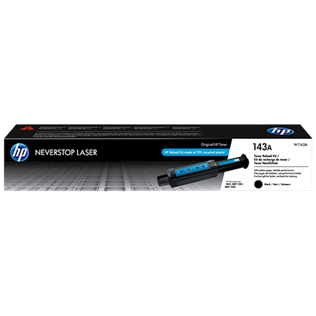 Toner HP W1143A 143A  - Originale - Nero da 2.500 pagine per Neverstop Laser 1000n, 1000w, 1001nw, 1020, 1020n, 1020w, MFP 1200, MFP 1200a, MFP 1200n, MFP 1200nw, MFP 1200w, MFP 1201, MFP 1202, MFP 1202nw, MFP 1202w