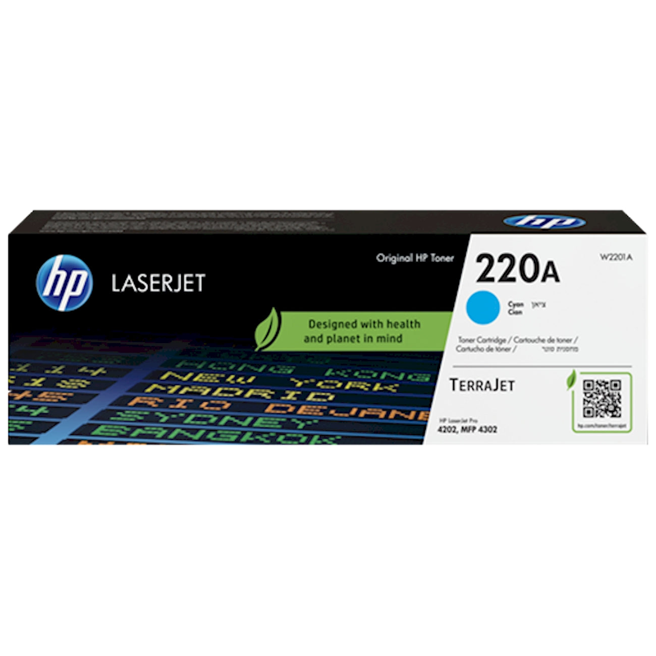 Toner HP W2201A 220A  - Originale - Ciano da 1.800 pagine per Color LaserJet Pro 4201, 4202, 4203,  MFP 4301, 4302, 4303