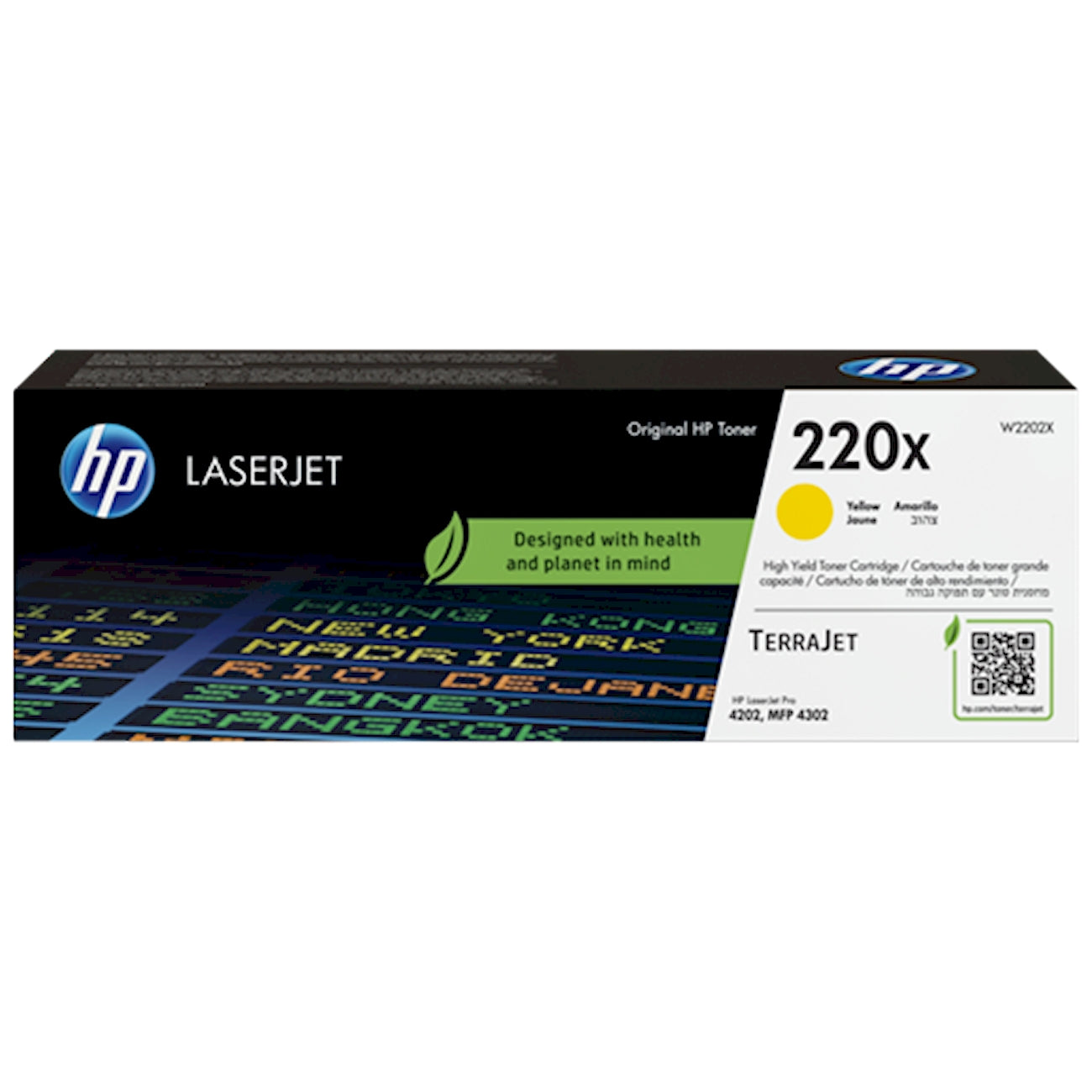 Toner HP W2202X 220X  - Originale - Giallo da 5.500 pagine per Color LaserJet Pro 4201, 4202, 4203,  MFP 4301, 4302, 4303