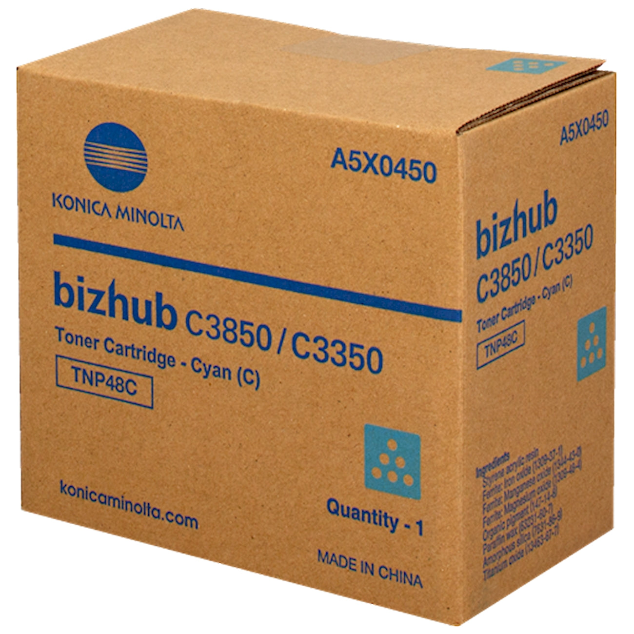 Toner Konica Minolta A5X0450 TNP48  - Originale - Ciano da 10.000 pagine per Konica Minolta bizhub C3350, C3380, C3850