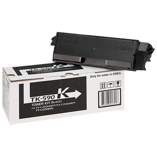 Toner Kyocera TK-590k 1T02KV0NL0  - Originale - Nero da 7.000 pagine per ECOSYS M6026cdn, M6026cidn, M6526cdn, M6526cidn, P6026cdn, FS-C2026 MFP, FS-C2026 MFP Plus, FS-C2026DN, FS-C2126 MFP, FS-C2126 MFP Plus, FS-C2526 MFP, FS-C2626 MFP, FS-C5250DN