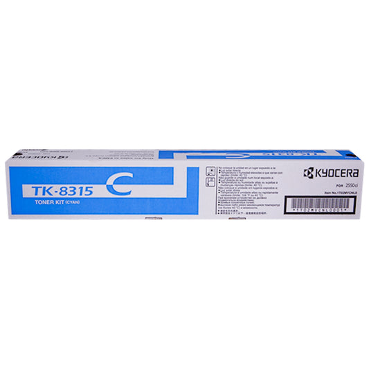 Toner Kyocera TK-8315c 1T02MVCNL0  - Originale - Ciano da 6.000 pagine per TASKalfa 3050CI, 3050CIG, 3051CI, 3550CI, 3550CIG, 3551CI