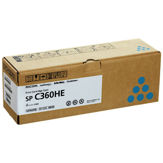 Toner Ricoh 408185 SP C360HEC  - Originale - Ciano da 5.000 pagine per SP C360, SP C361