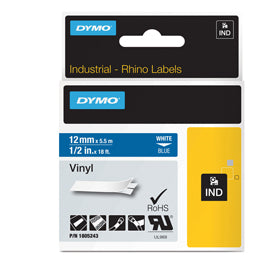MACCHINE PER L'UFFICIO-ETICHETTATRICI E ACCESSORI-DYMO-Nastro VINILE 19mm x 5.5mt nero su giallo 18433 RHINO-venduto-da-Tonerpro