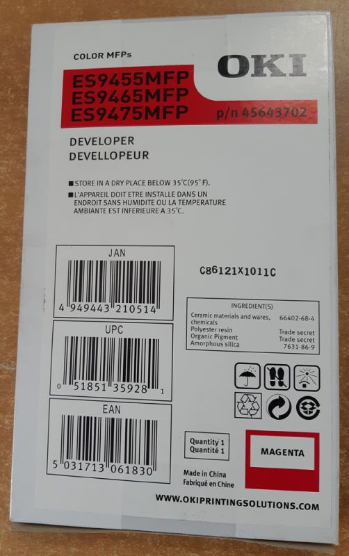 Developer OKI ES9460 ES9470 - Original - Magenta - 44957902 from 77,000 A4 pages