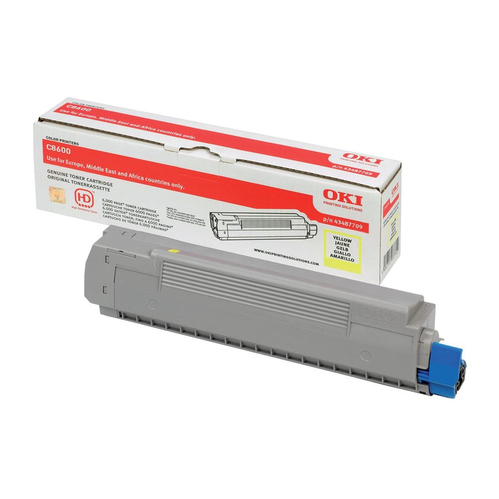 Toner OKI C8600 C8800 - Originale - Giallo - 43487709 da 6.000 Pagine A4