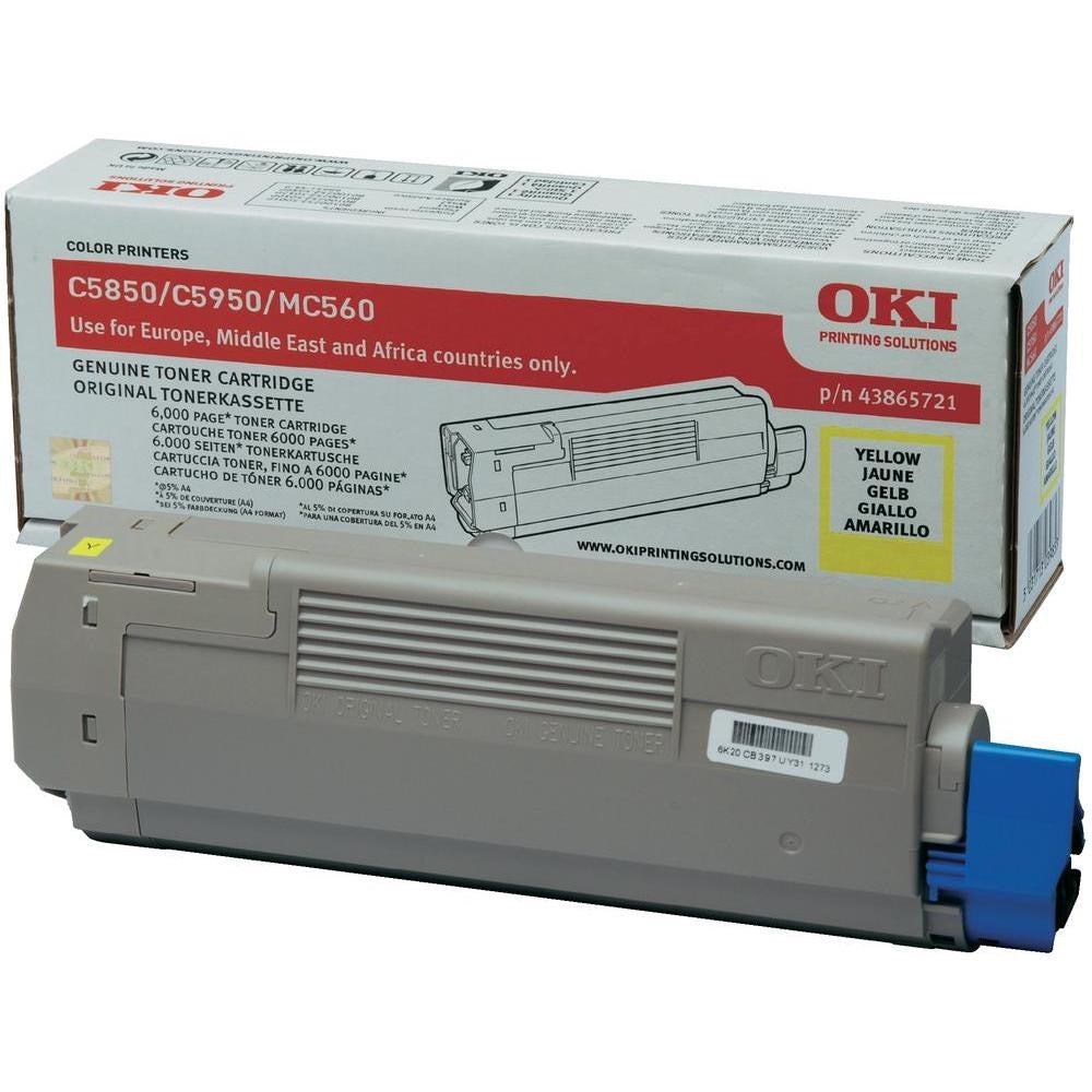 OKI C5850 C5950 MC560 Toner - Original - Yellow - 43865721 from 6,000 A4 Pages