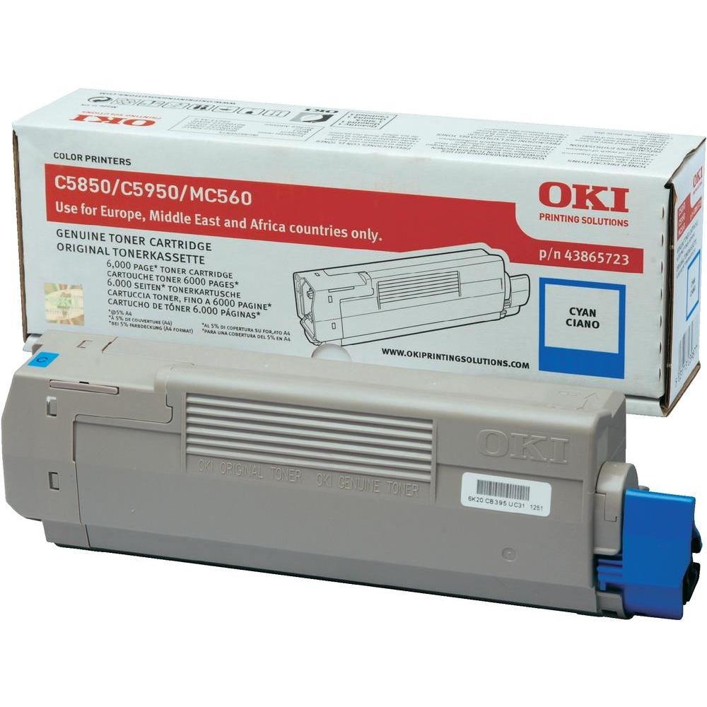 OKI C5850 C5950 MC560 Toner - Original - Cyan - 43865723 from 6,000 A4 Pages