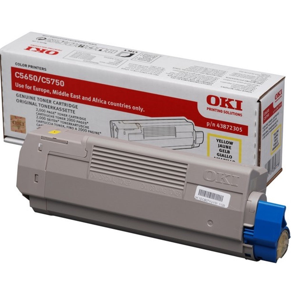 Toner OKI C5650 C5750 - Originale - Giallo - 43872305 da 2.000 Pagine A4